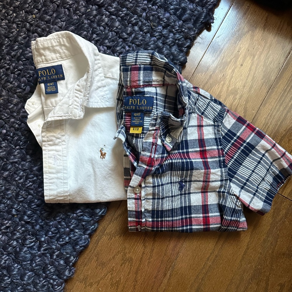 Set of 2 Polo Ralph Lauren little boys short sleeved button downs, 4T